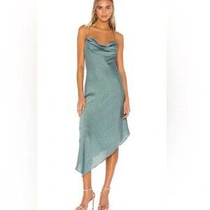 Lover and Friends Waldo Asymmetric Midi Dress Pacific Blue Size Medium